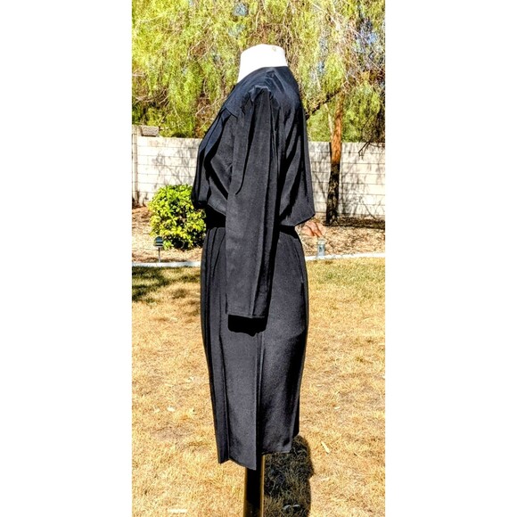 VTG Black Silk Charles Bianco Italian Collection Blouson Pleated Midi Dress EUC - Picture 2 of 6